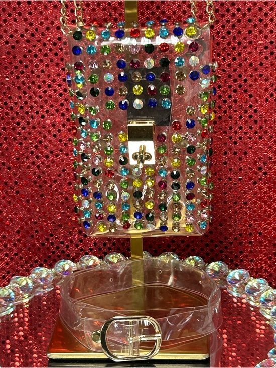 Nicole Other - Nicole Clear Multi-Color Rhinestone Phone Crossbody Bag - Approx. 4.5 x 7